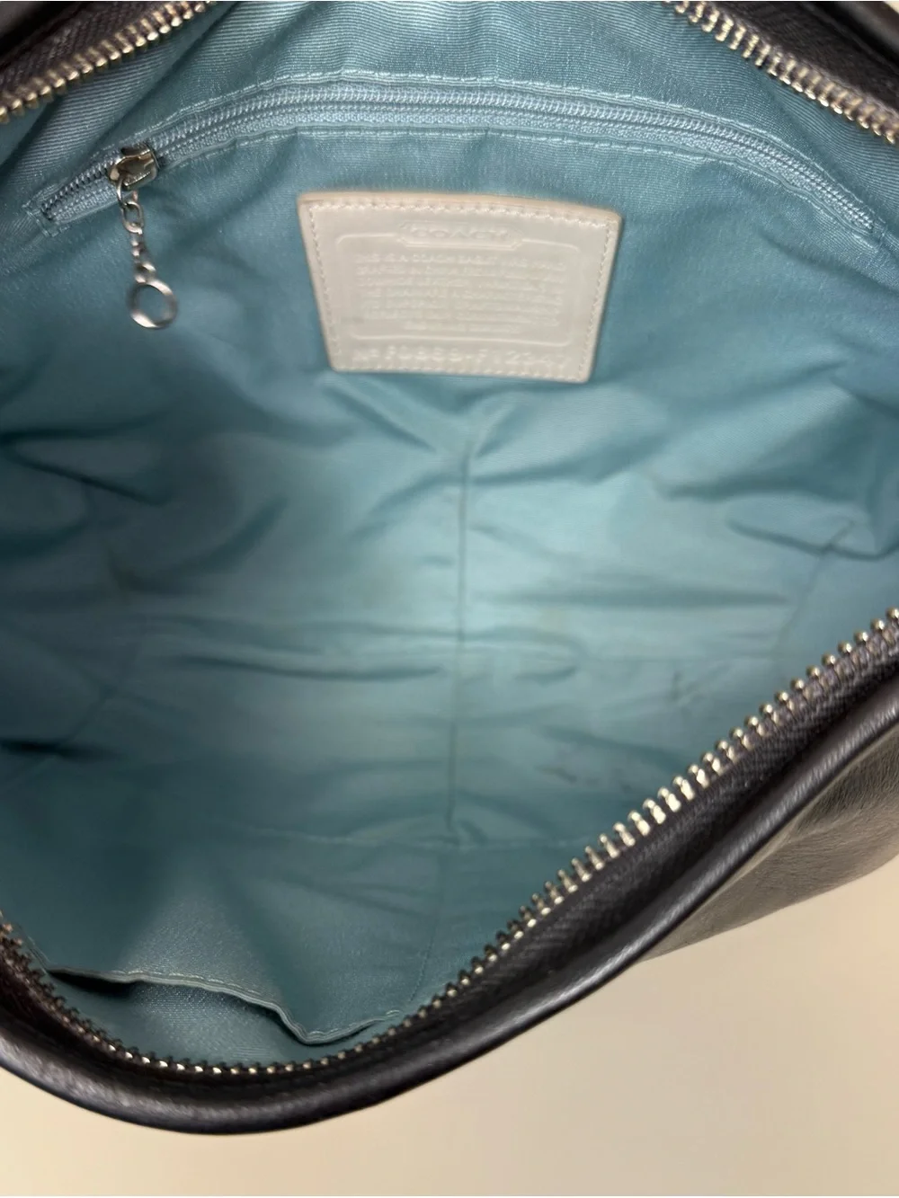 Coach Ergo Hobo Black Leather Shoulder Bag F12347 Blue Interior